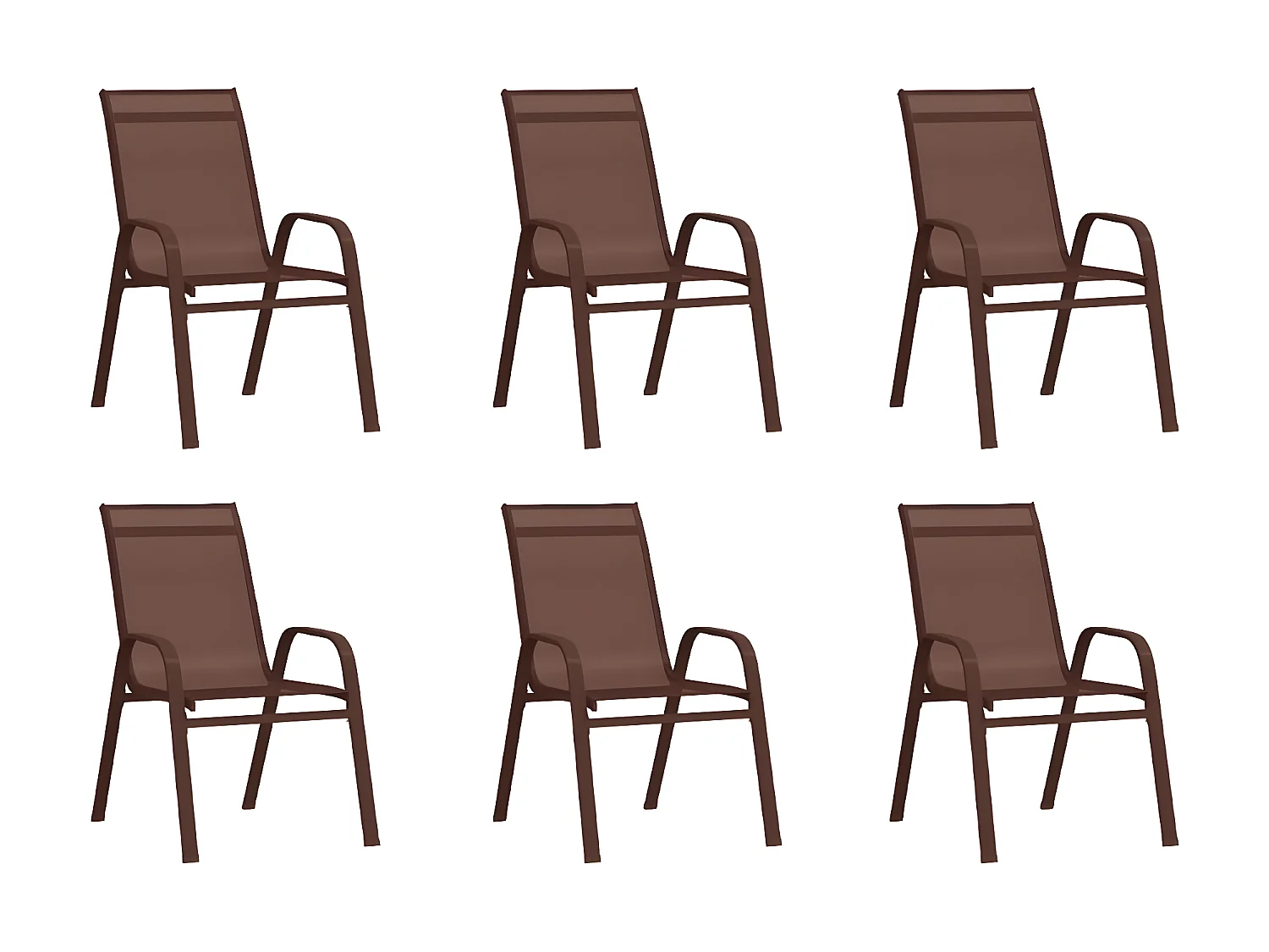 Chaises empilables de jardin 6 pcs Marron Tissu textilène SEF31107