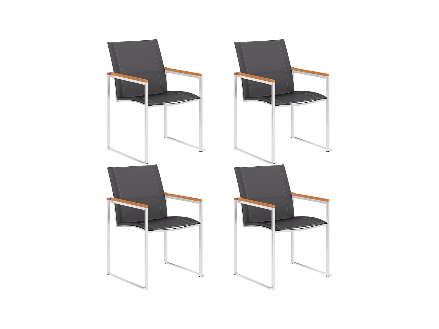 Chaises de jardin 4 pcs Textilène et acier inoxydable Gris SEF24730