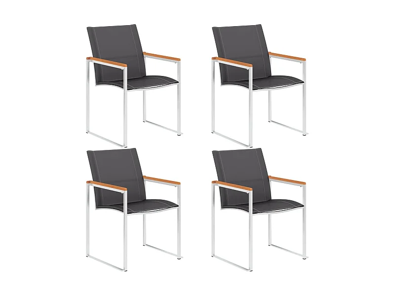 Chaises de jardin 4 pcs Textilène et acier inoxydable Gris SEF24730
