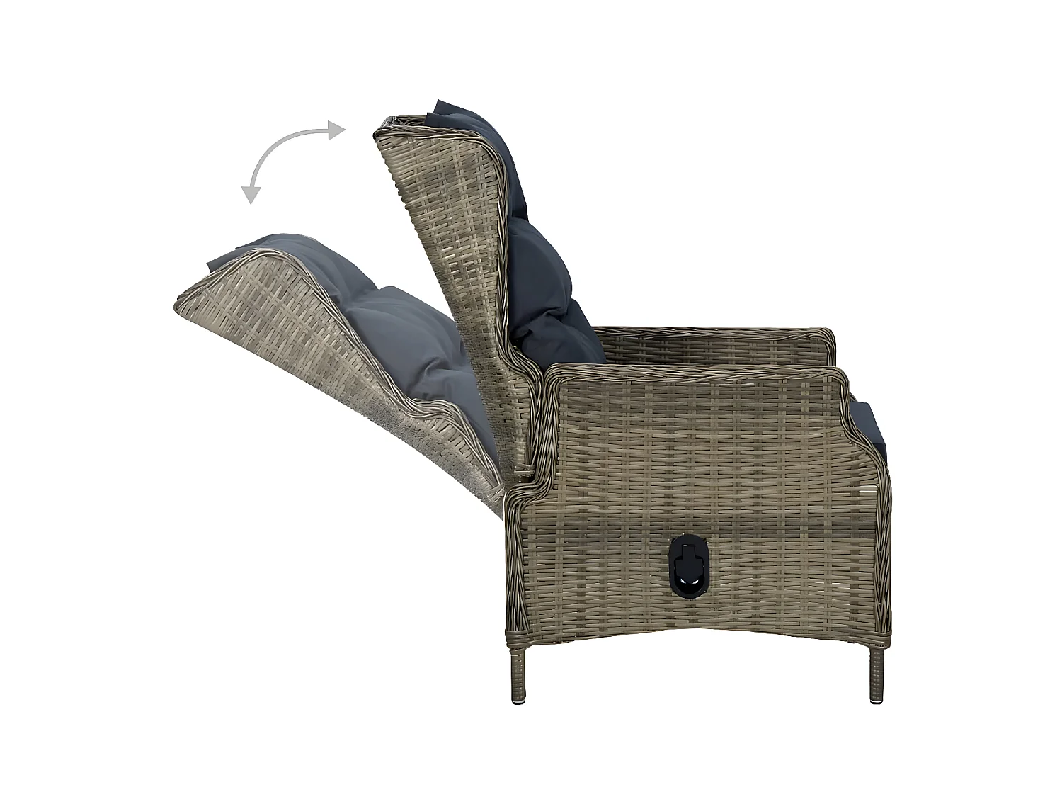 Chaise inclinable de jardin avec coussins Résine tressée Marron SEF88656
