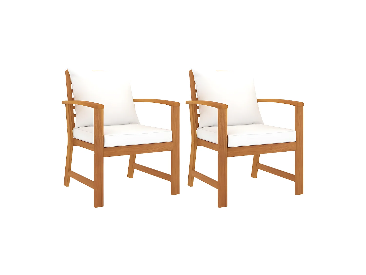 Chaises de jardin 2 pcs avec coussin crème Bois d'acacia massif SEF65398