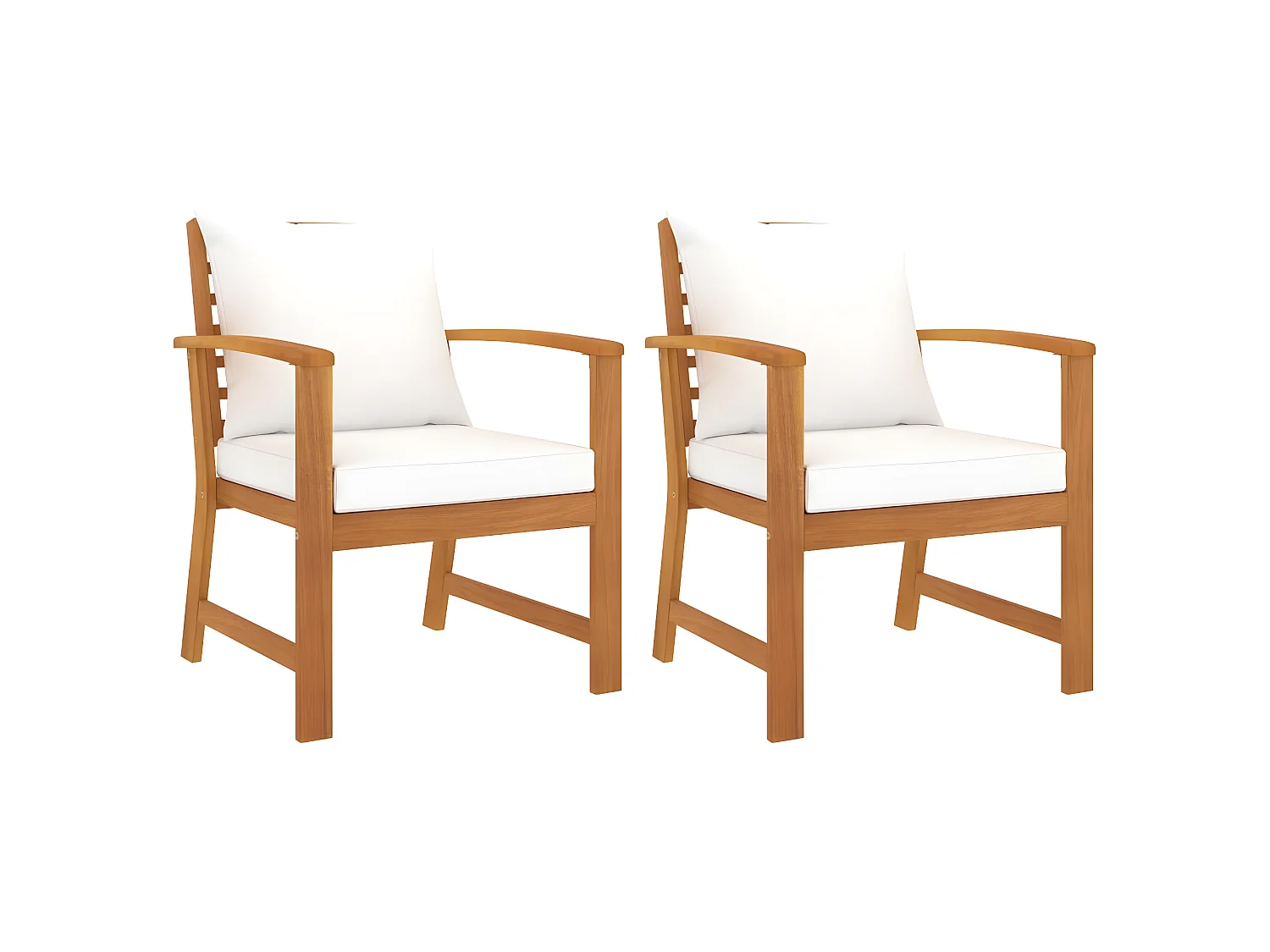 Tuinstoelen 2 st met crèmekleurig kussen massief acaciahout NL67180