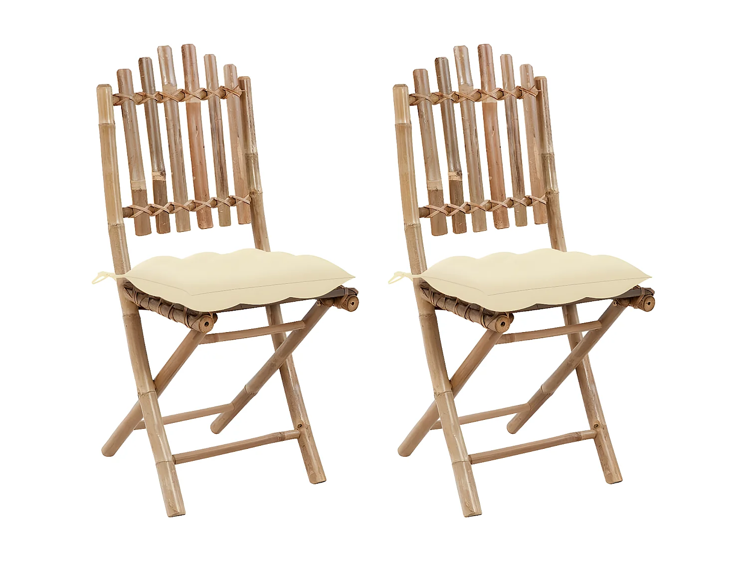 Klappbare Gartenstühle 2 Stk.| Outdoor-Stuhl mit Kissen Bambus -gkd593595