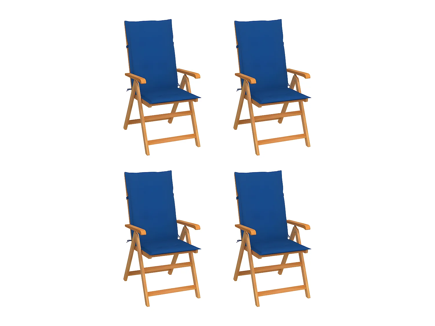Chaises de jardin 4 pcs avec coussins bleu royal Bois de teck SEF78575