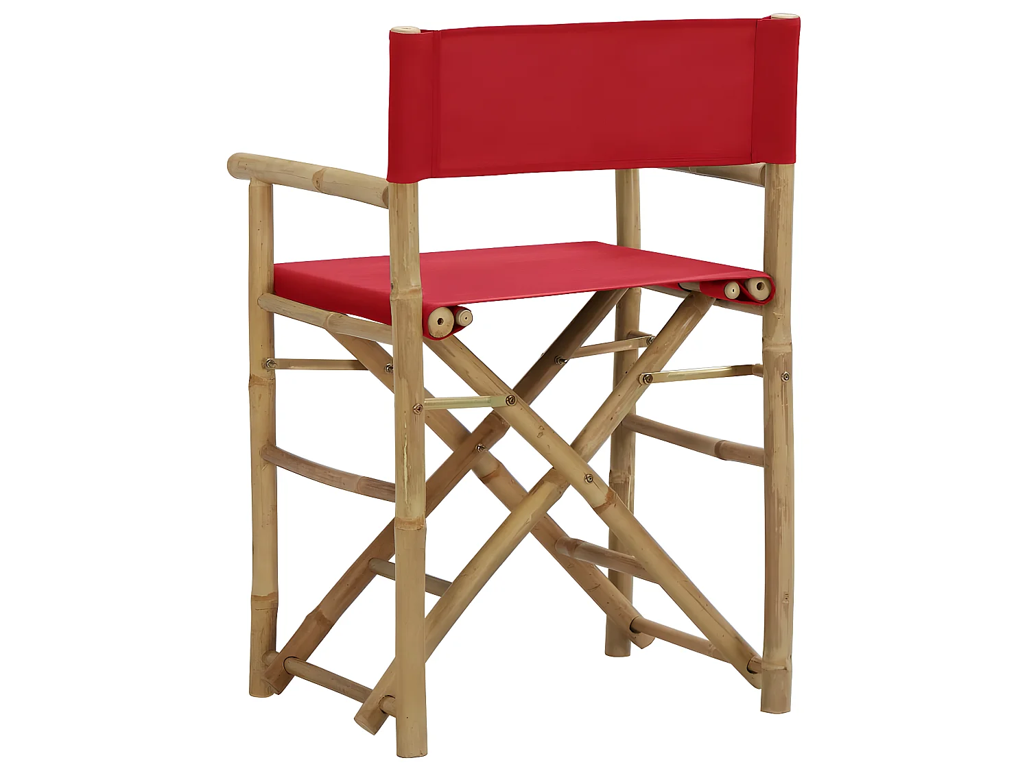 Chaises pliables de directeur 2 pcs Rouge Bambou et tissu SEF98698