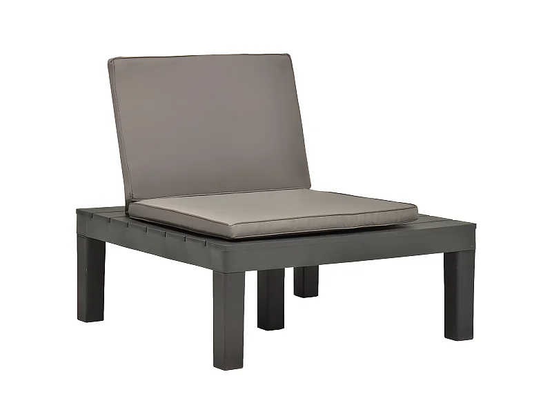 Cadeira lounge de jardim com almofadão plástico antracite PT795264