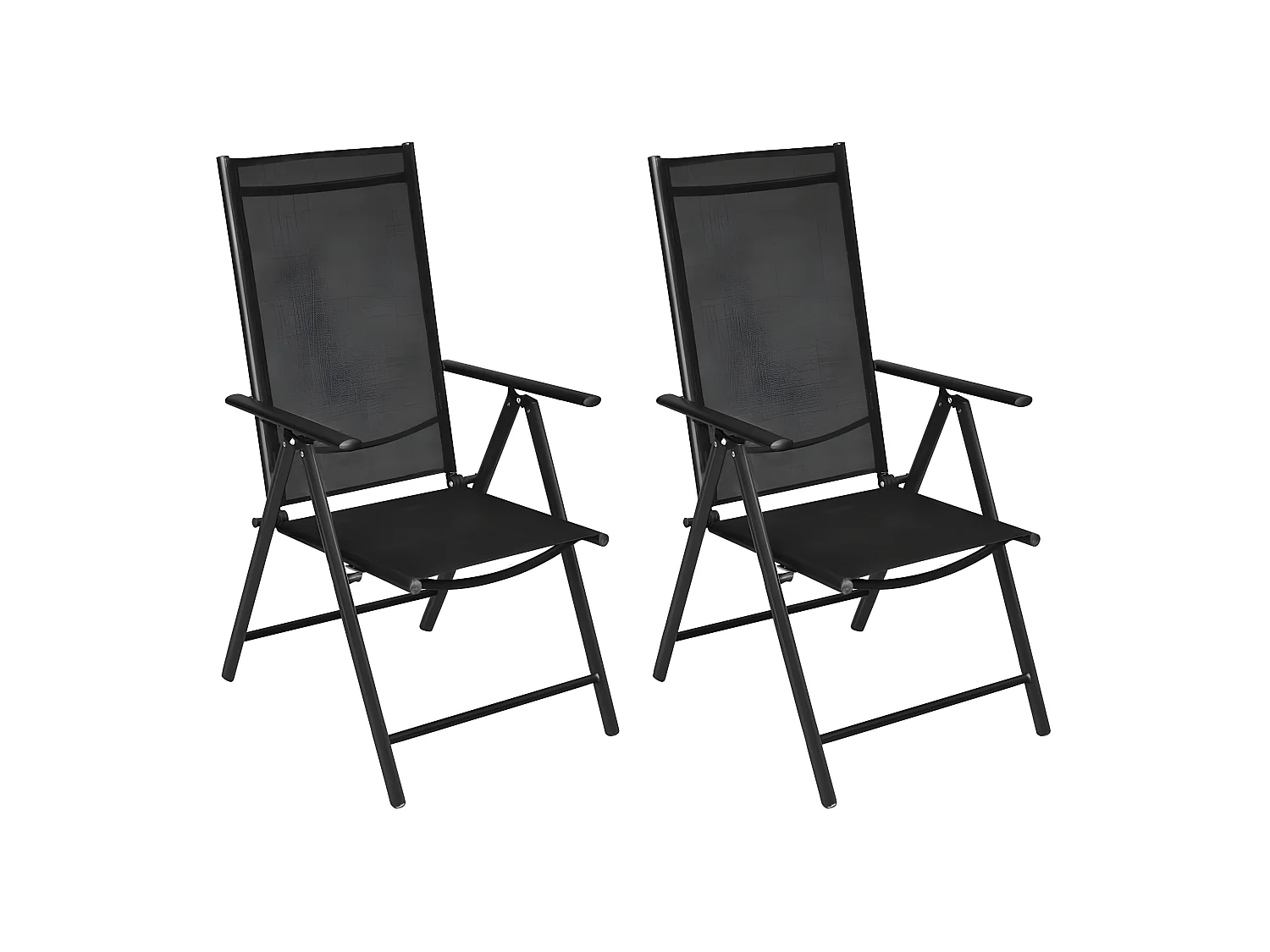 Chaises pliables de jardin 2 pcs Aluminium et textilène Noir SEF25221