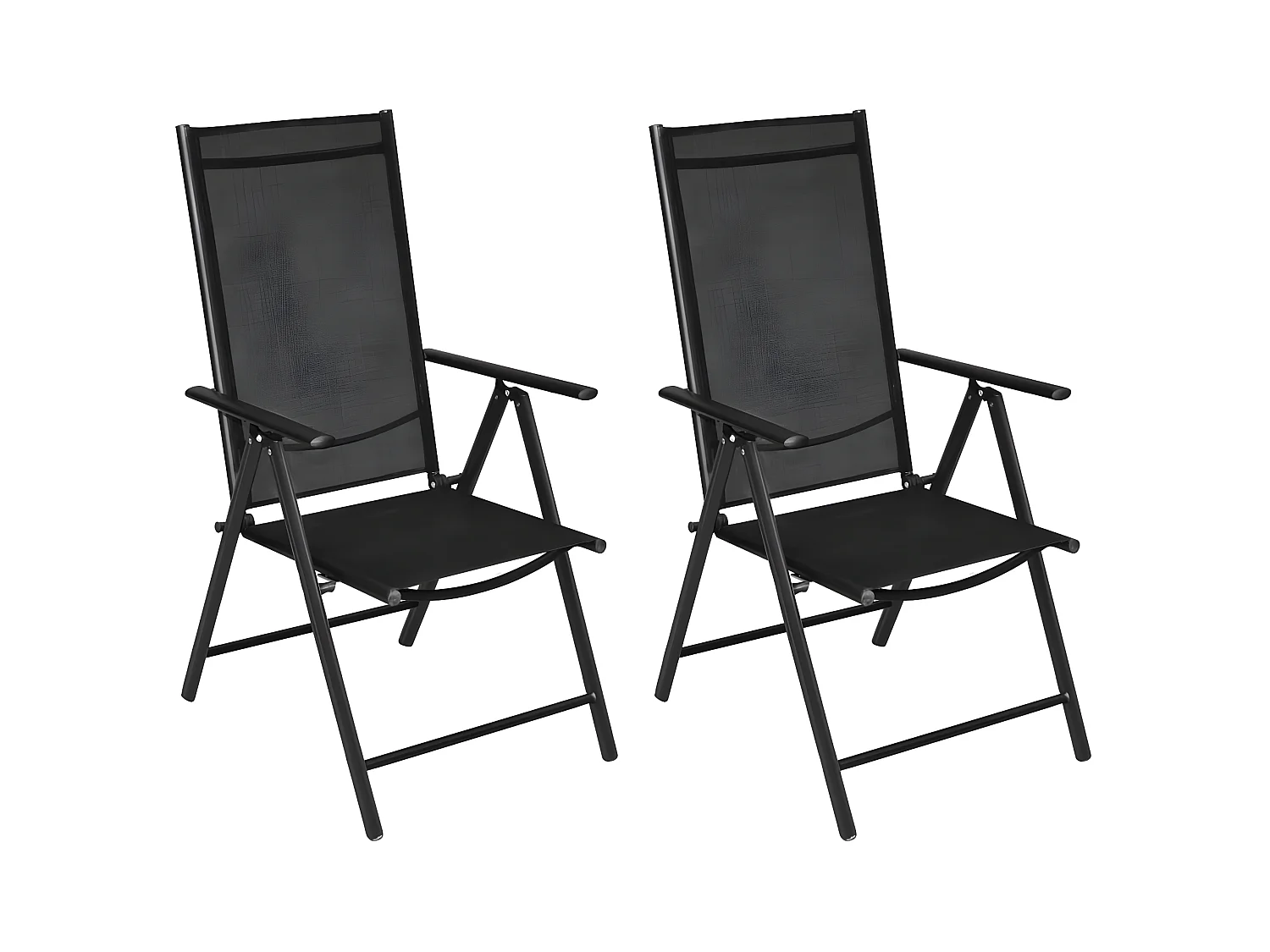 Chaises pliables de jardin 2 pcs Aluminium et textilène Noir SEF25221