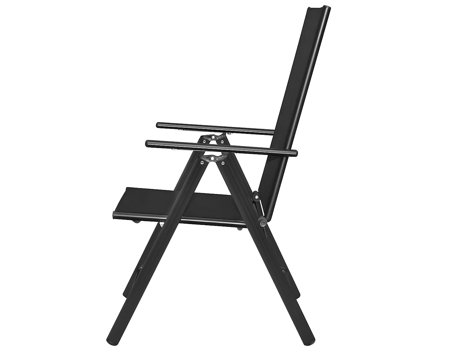 Chaises pliables de jardin 2 pcs Aluminium et textilène Noir SEF25221