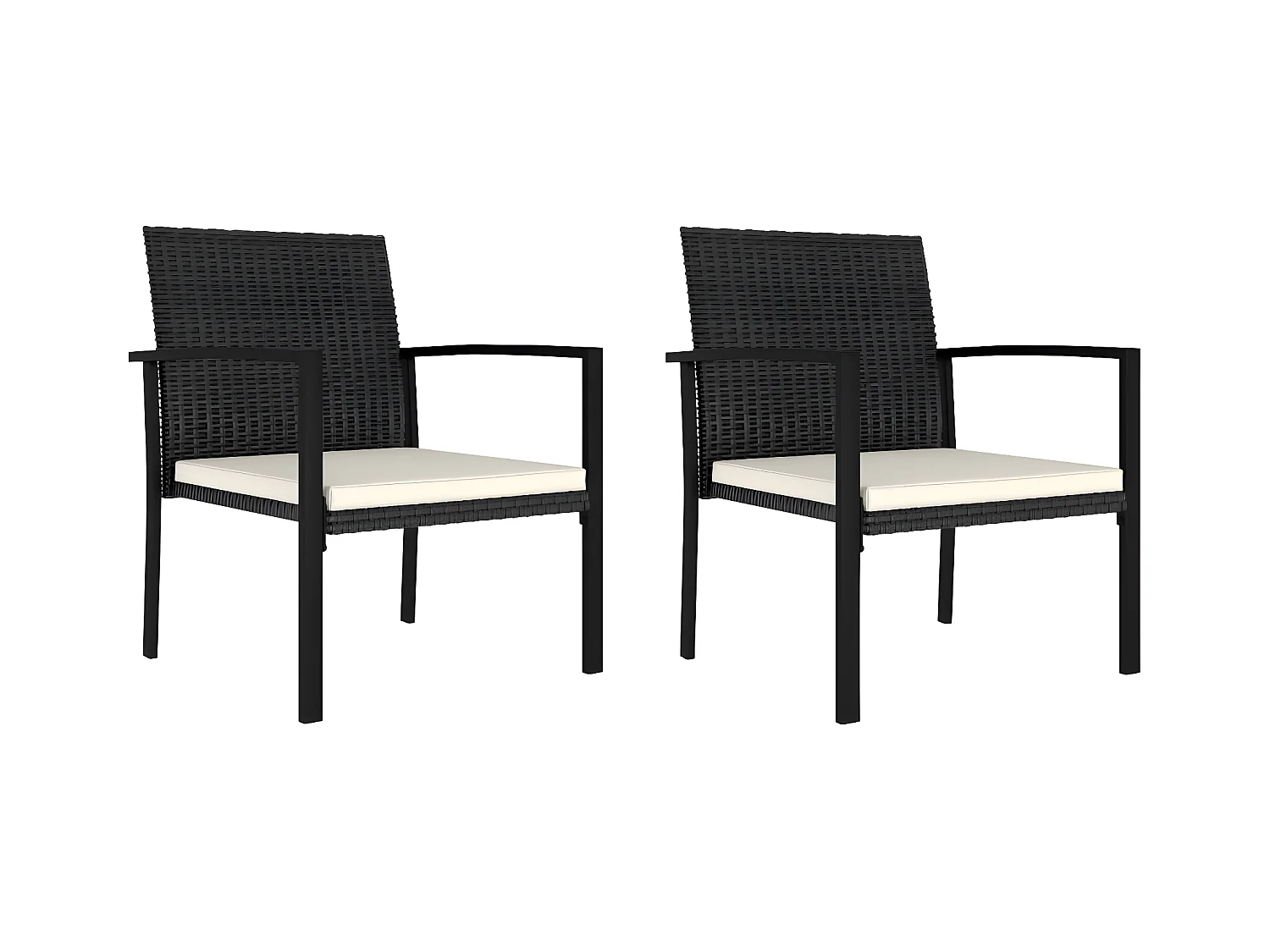 Chaises de salle à manger de jardin 2 pcs Résine tressée Noir SEF64168