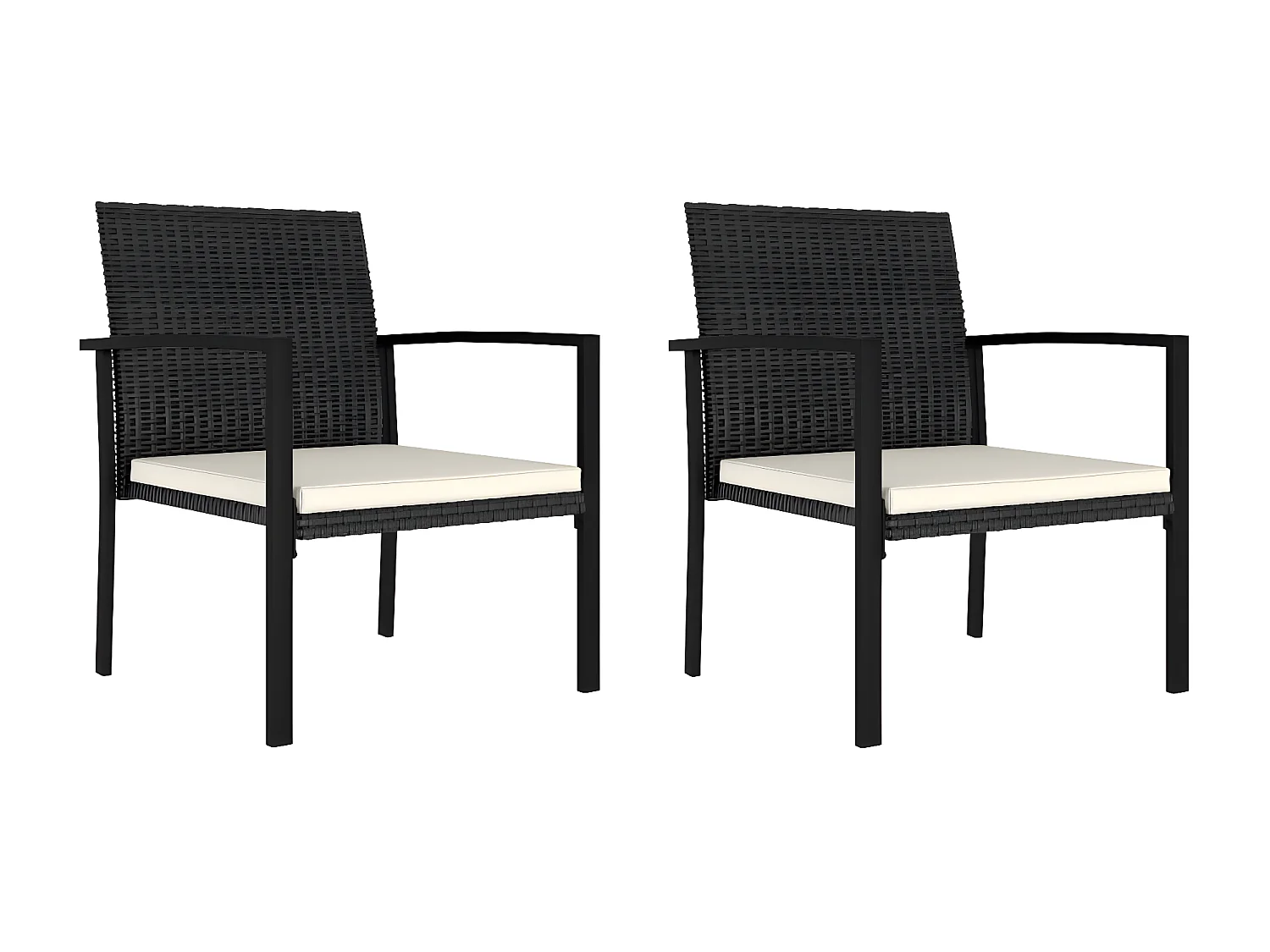 Chaises de salle à manger de jardin 2 pcs Résine tressée Noir SEF64168