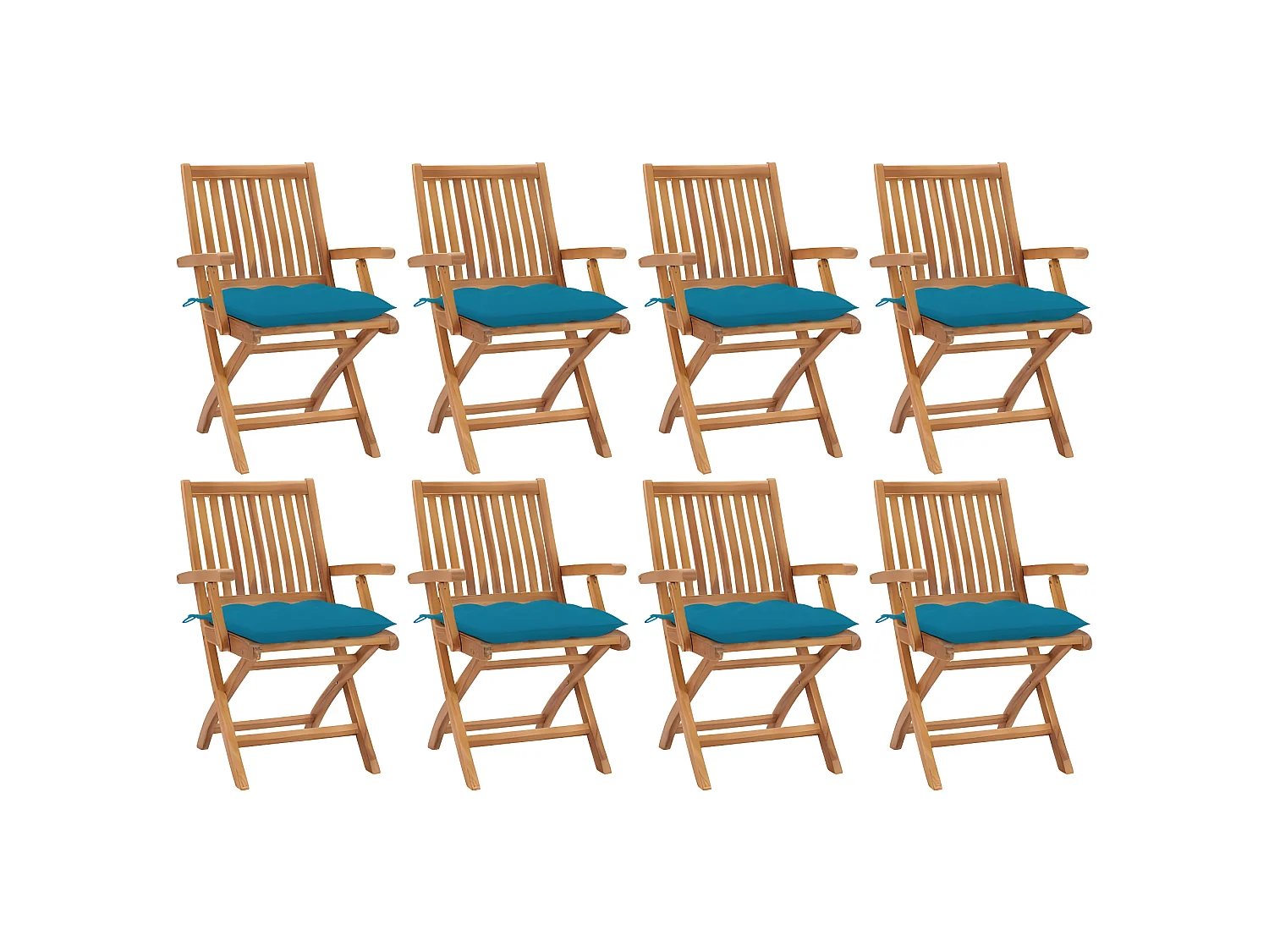 Chaises pliables de jardin avec coussins 8 pcs Teck solide SEF54617