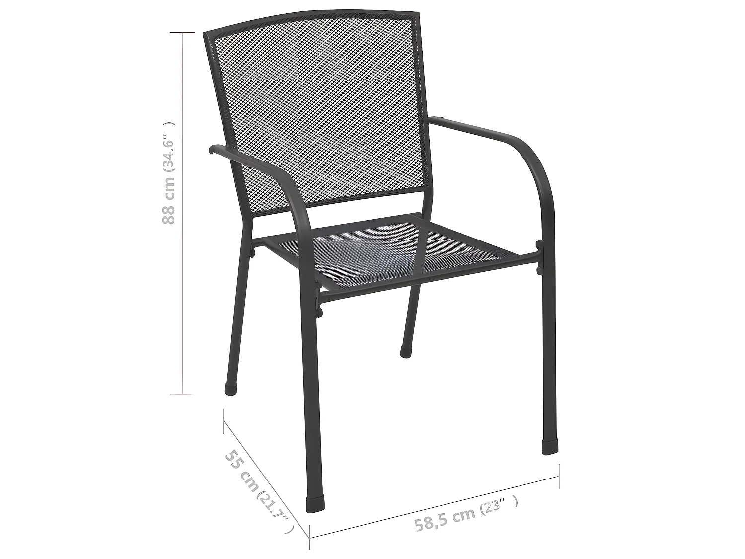 Tuinstoelen 4 st mesh ontwerp staal antraciet NL75687