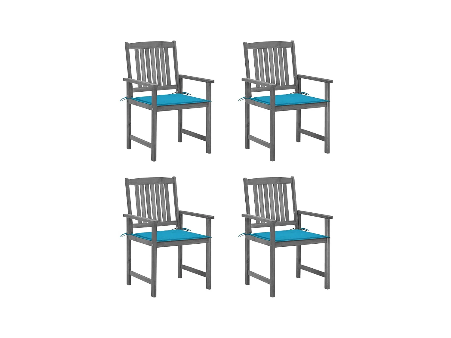 Chaises de jardin avec coussins 4 pcs Gris Bois d'acacia massif SEF97137