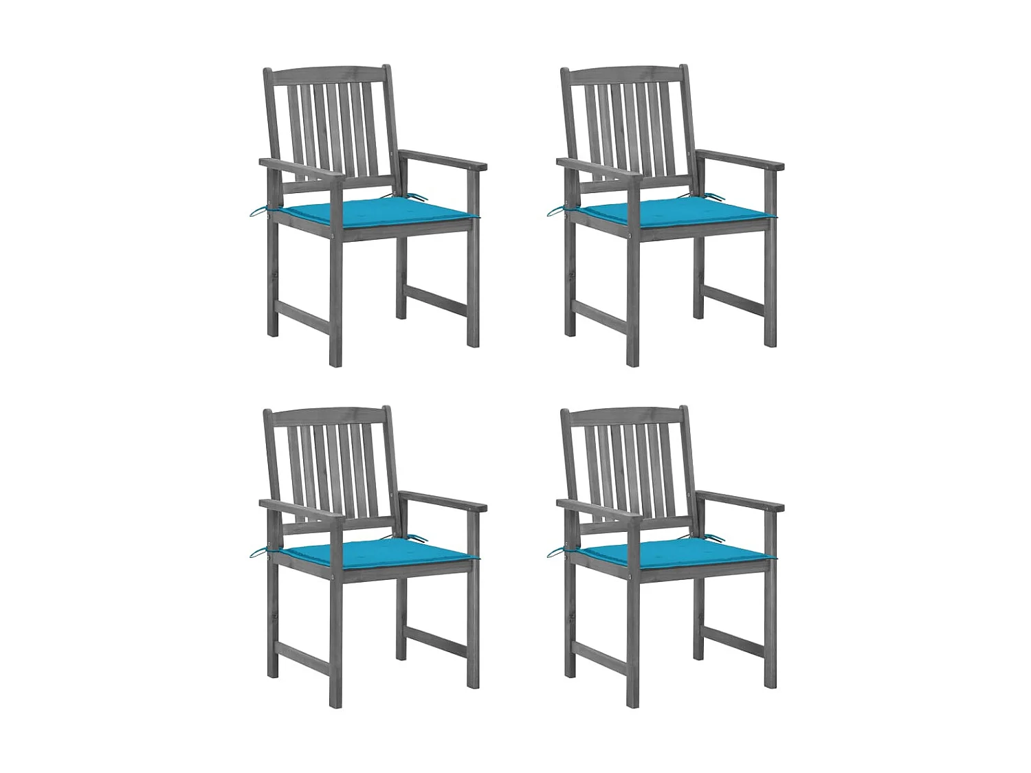 Chaises de jardin avec coussins 4 pcs Gris Bois d'acacia massif SEF97137