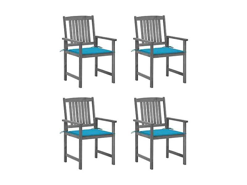 Chaises de jardin avec coussins 4 pcs Gris Bois d'acacia massif SEF97137