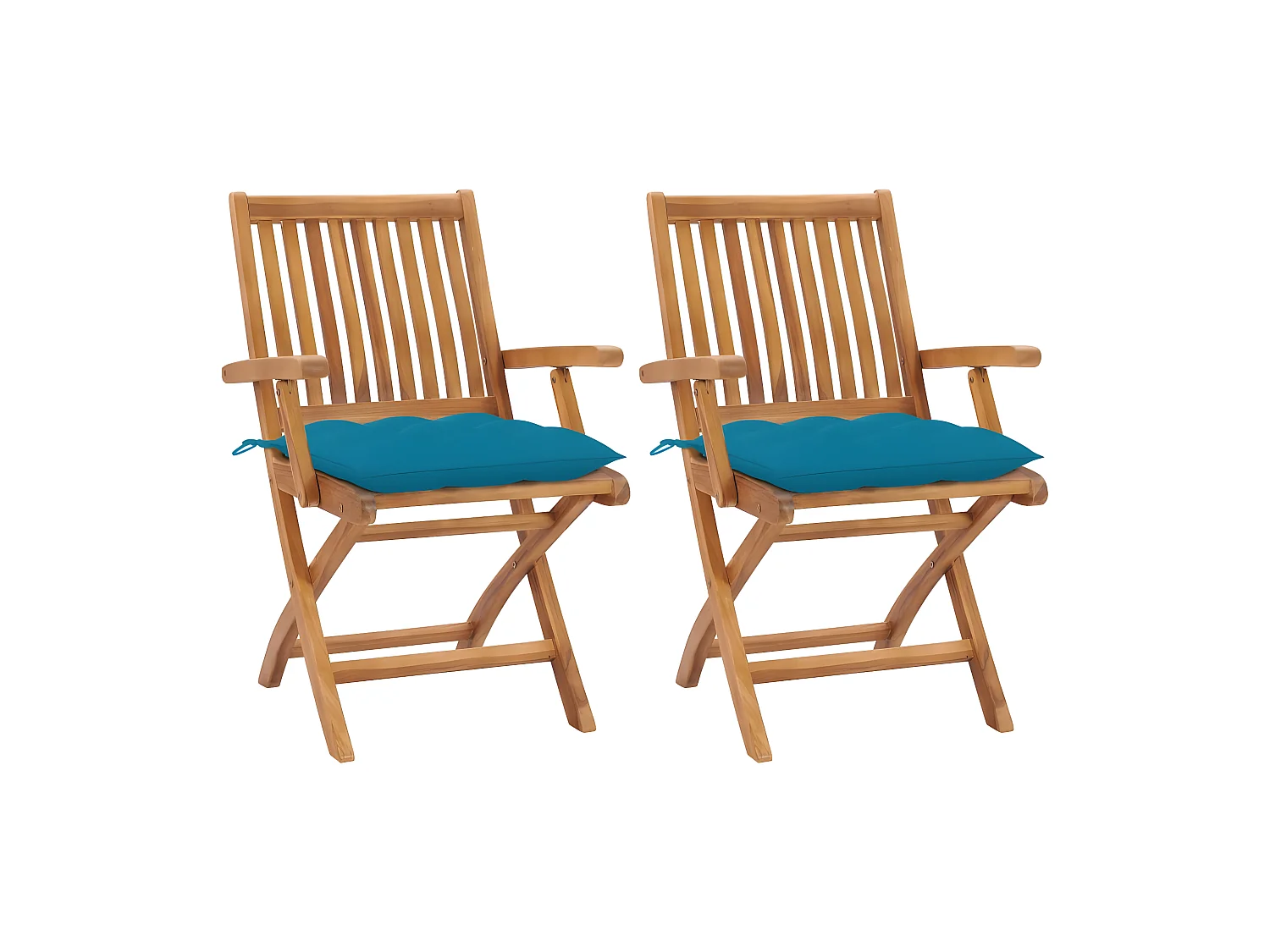 Chaises de jardin 2 pcs avec coussins bleu clair Teck massif SEF43268