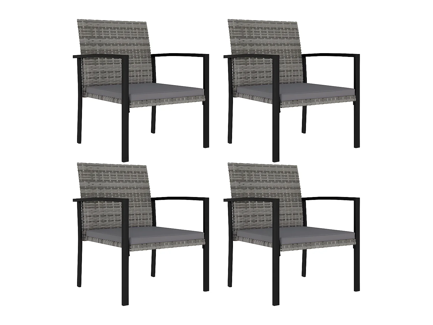 Chaises de salle à manger de jardin 4 pcs Résine tressée Gris SEF24047