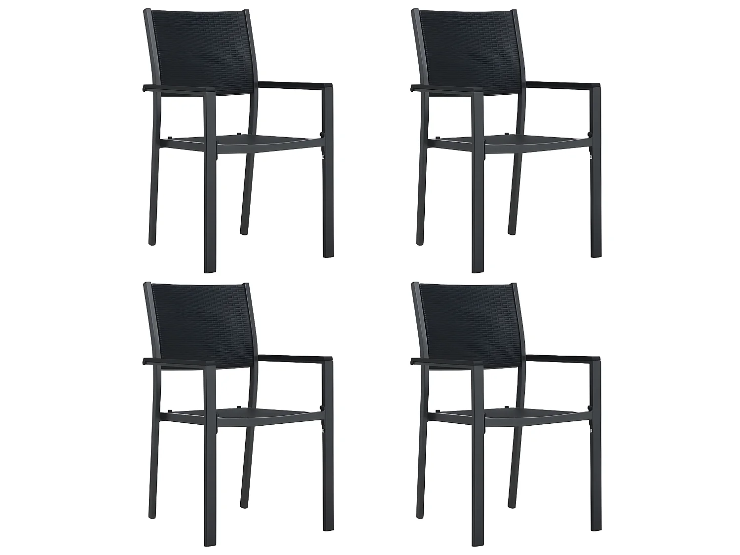 Chaises de jardin 4 pcs Noir Plastique Aspect de rotin SEF73138
