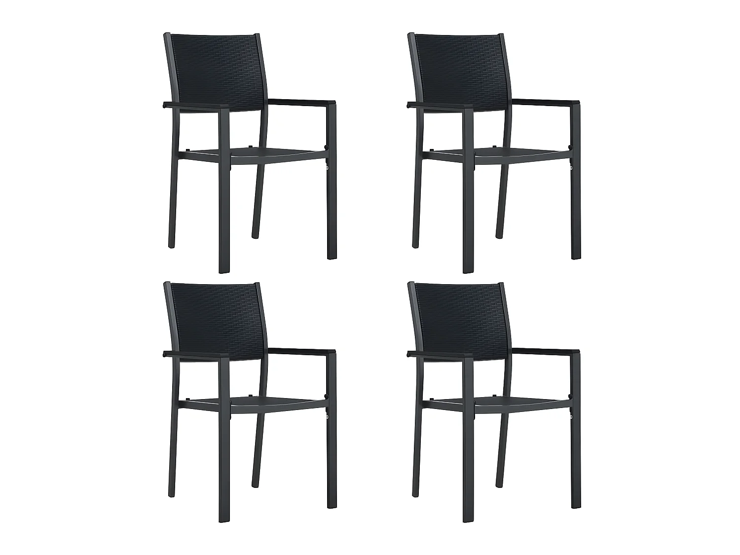 Chaises de jardin 4 pcs Noir Plastique Aspect de rotin SEF73138