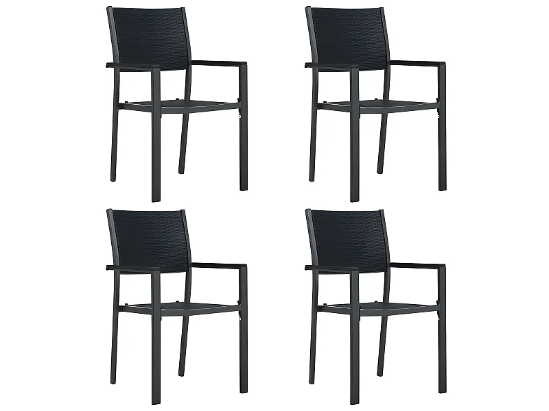 Chaises de jardin 4 pcs Noir Plastique Aspect de rotin SEF73138