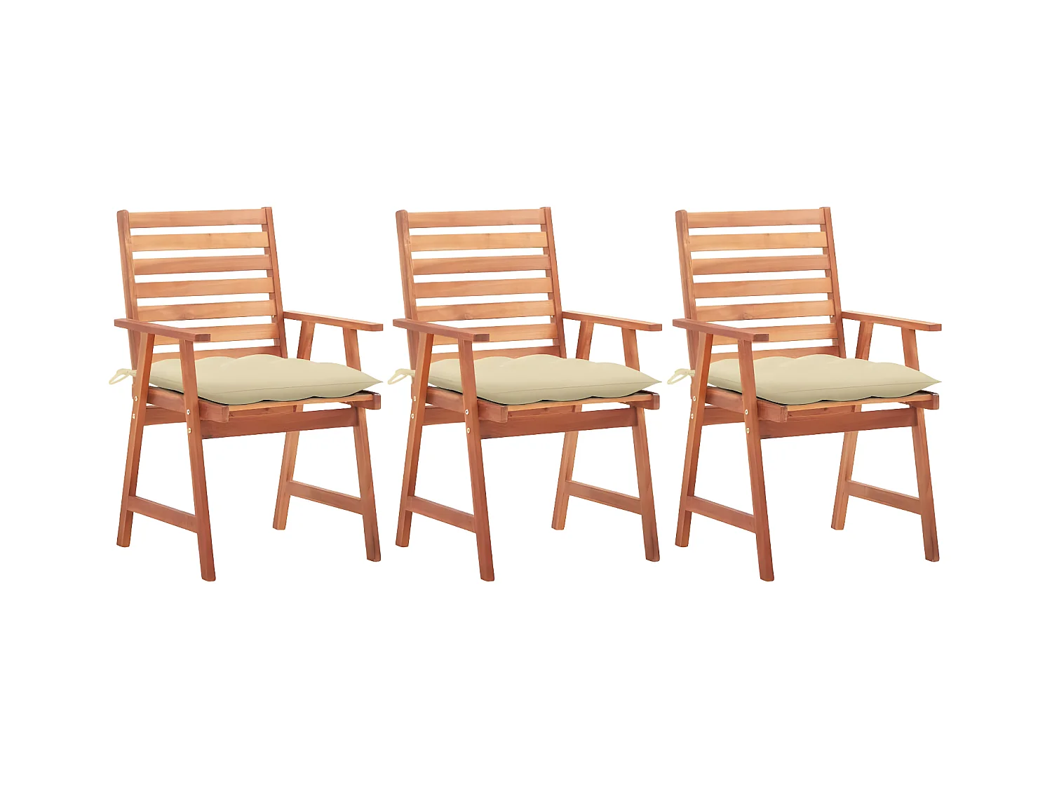 Chaises à dîner d'extérieur 3 pcs avec coussins Acacia massif SEF42816