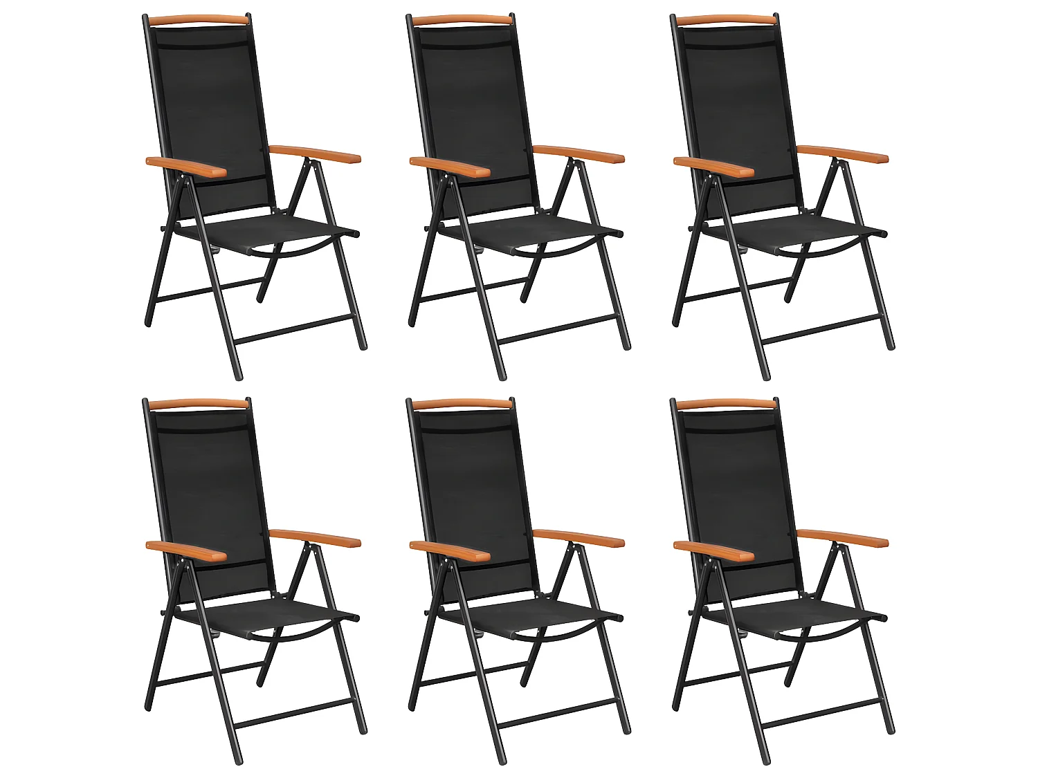 Chaises de jardin pliables 6 pcs Textilène Noir SEF53449