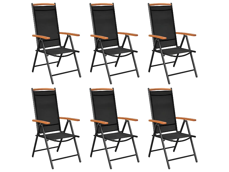 Chaises de jardin pliables 6 pcs Textilène Noir SEF53449