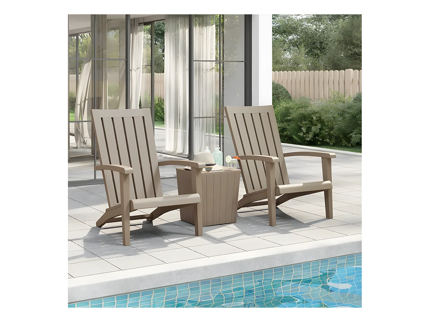 Chaises de jardin Adirondack lot de 2 marron clair PP SEF84143