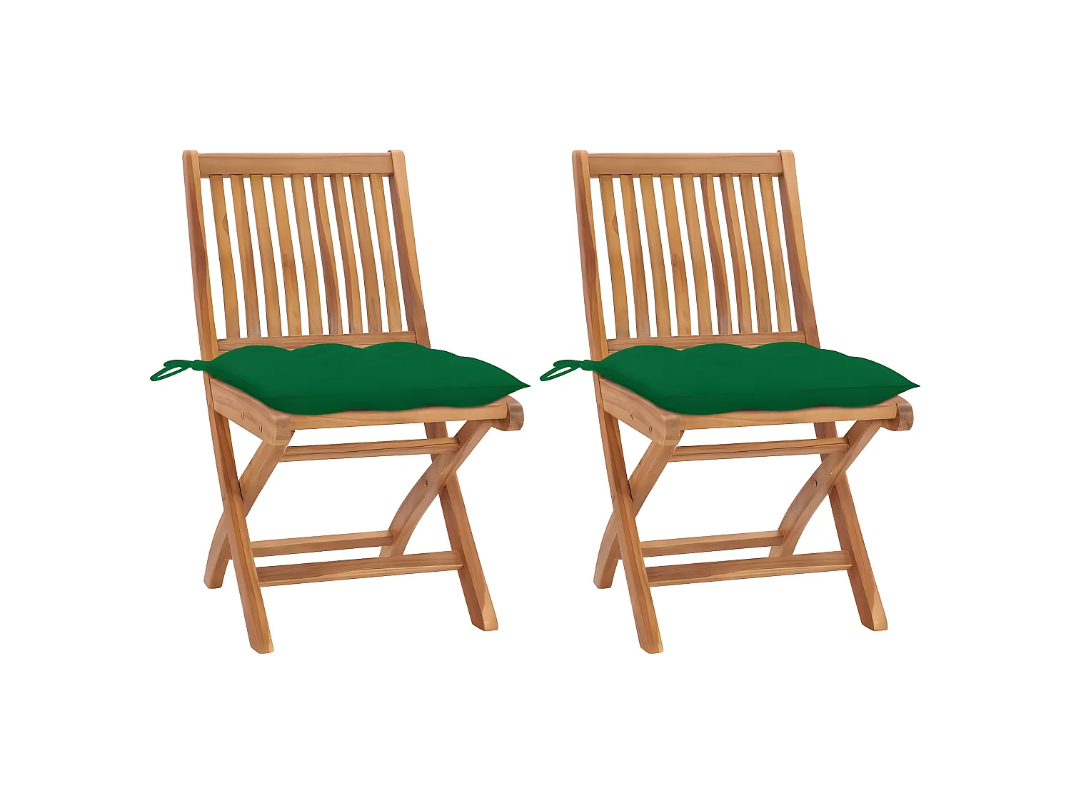 Chaises de jardin 2 pcs avec coussins vert Bois de teck massif SEF75334