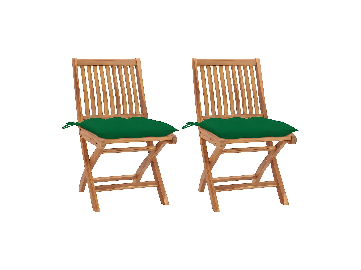 Chaises de jardin 2 pcs avec coussins vert Bois de teck massif SEF75334