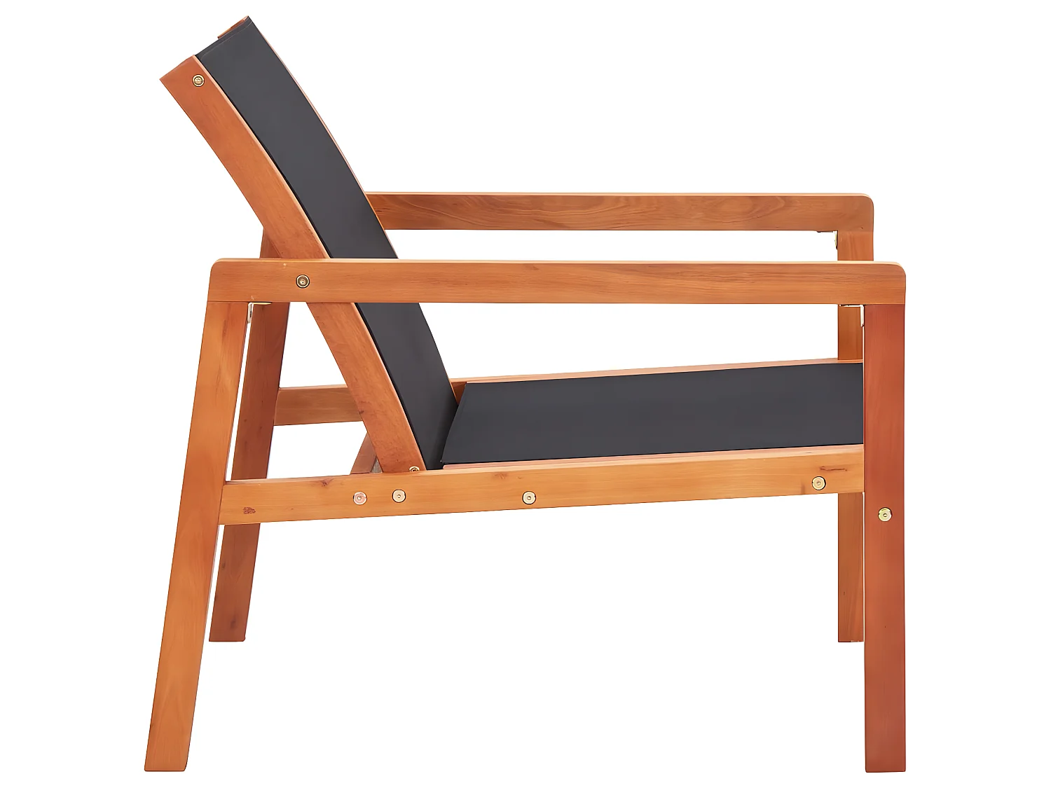 Silla de jardín madera maciza de eucalipto y textilene negro ES55023