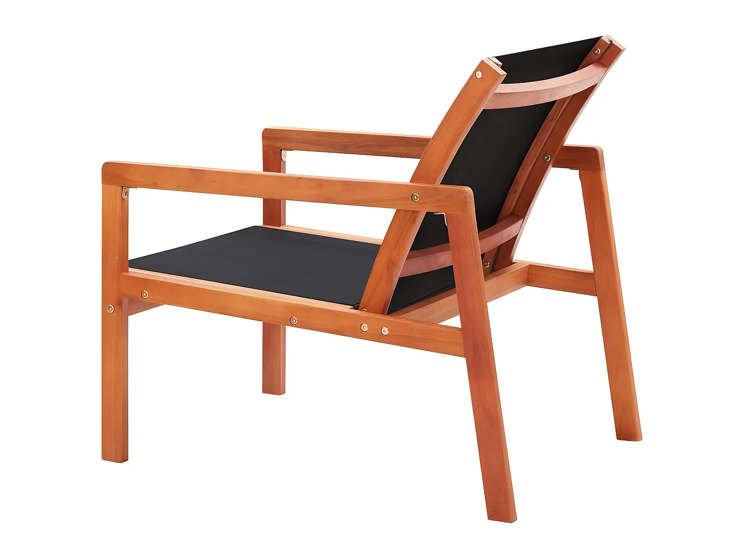 Silla de jardín madera maciza de eucalipto y textilene negro ES55023