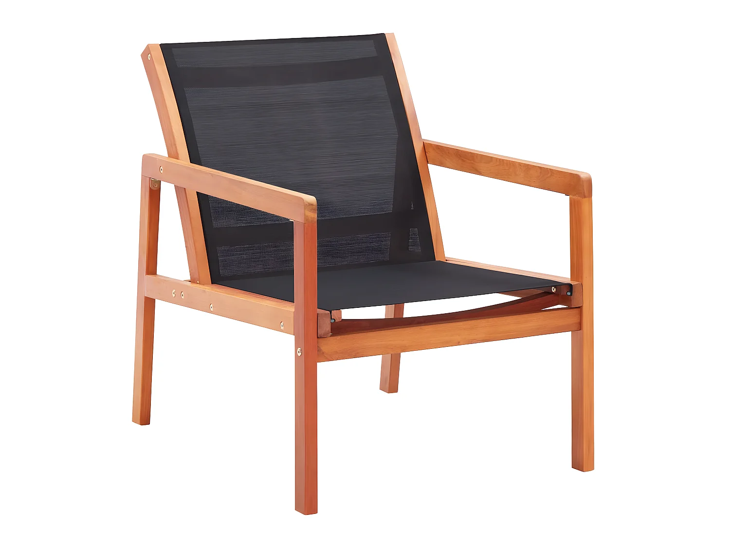 Chaise de jardin Noir Bois d'eucalyptus solide et textilène SEF75392