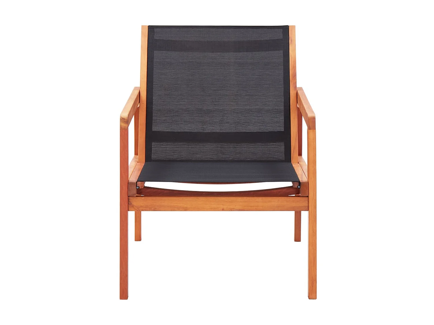 Loungestoel massief eucalyptushout en textileen zwart NL94511