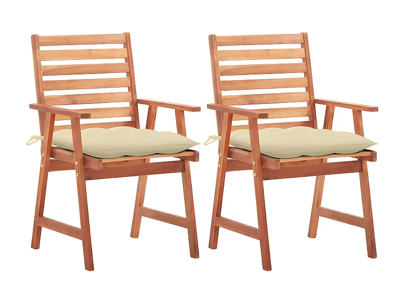 Cadeiras de jantar p/ jardim 2 pcs c/ almofadões acácia maciça PT456011