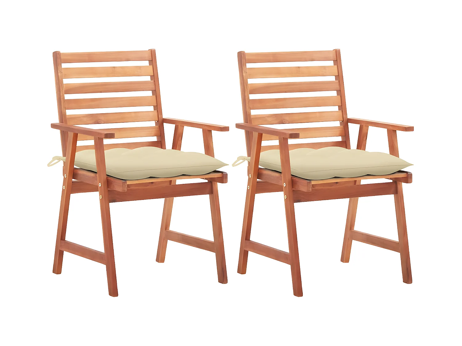 Chaises à dîner d'extérieur 2 pcs avec coussins Acacia massif SEF72496