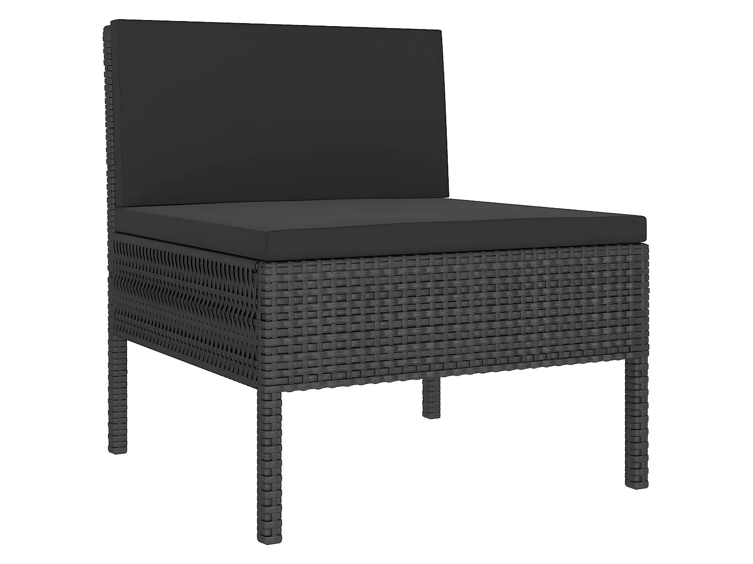 Chaises de jardin 3 pcs avec coussins Résine tressée Noir SEF61468