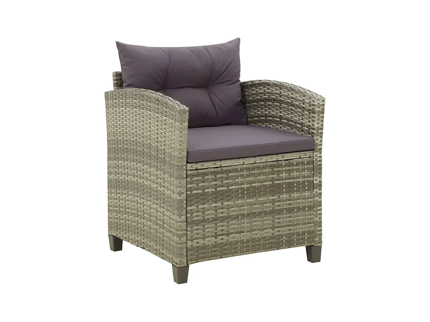 Chaise de jardin avec coussins Résine tressée Gris SEF92756