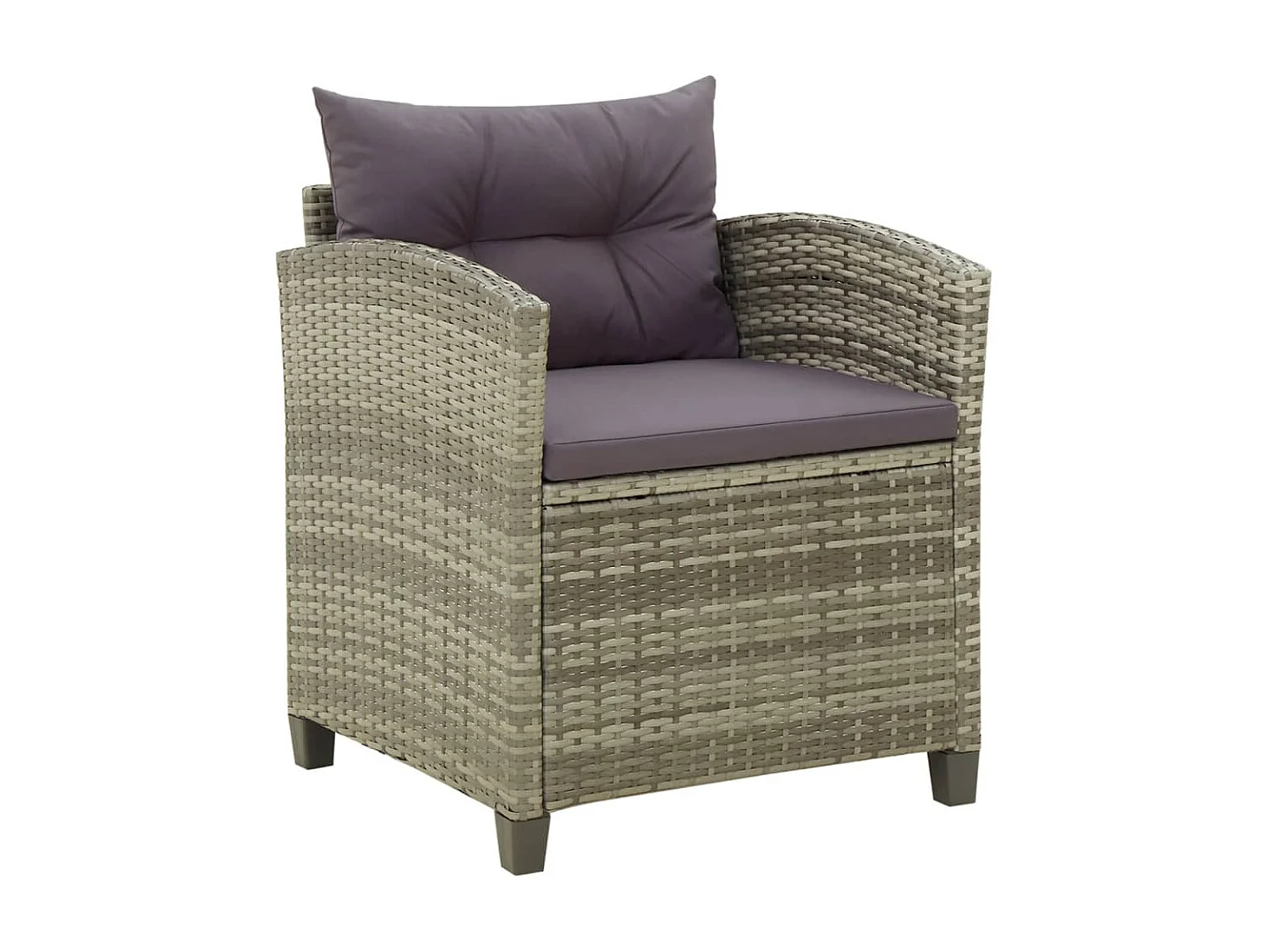 Chaise de jardin avec coussins Résine tressée Gris SEF92756