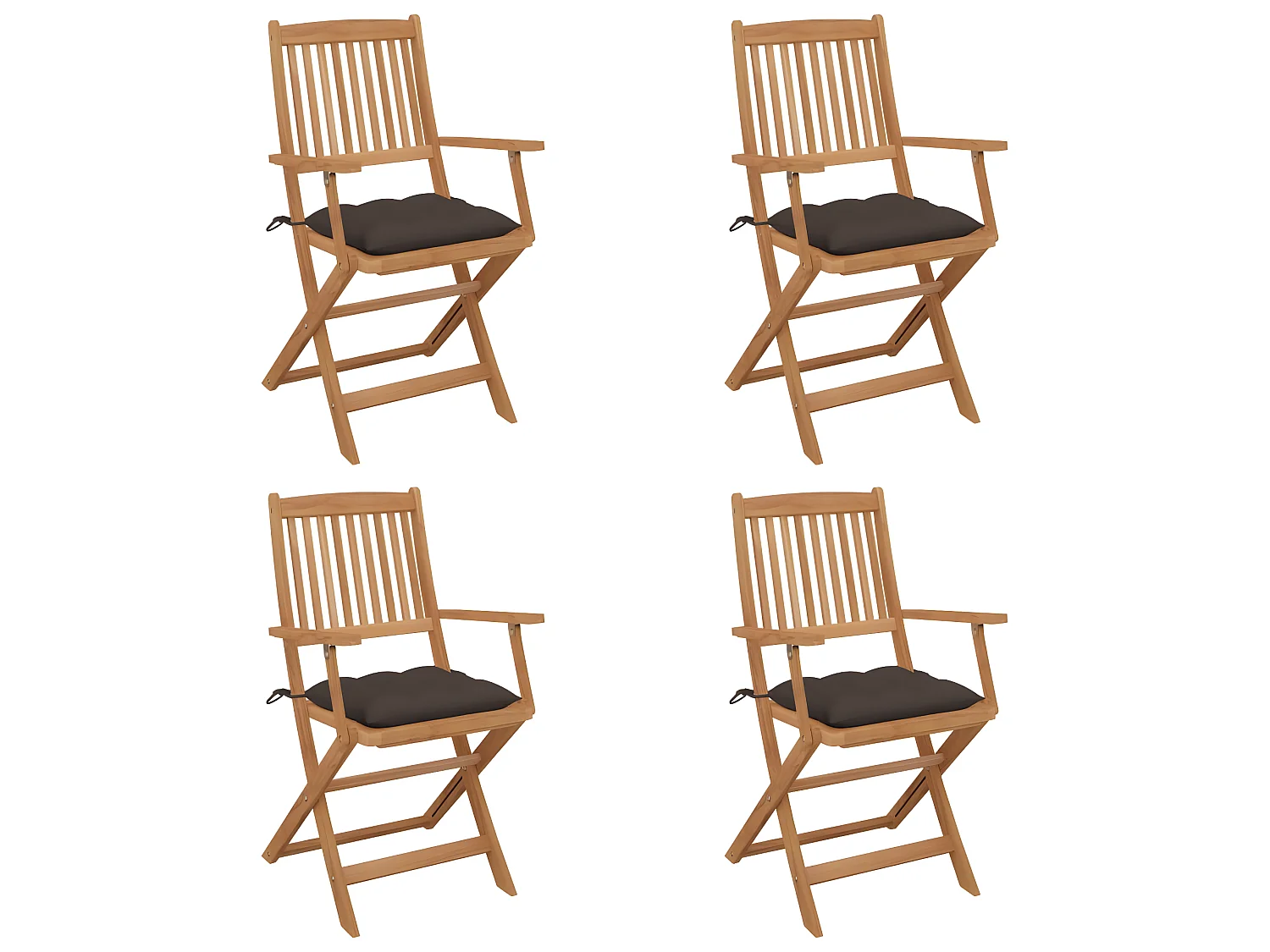 Chaises pliables de jardin 4 pcs avec coussins Bois d'acacia SEF70476