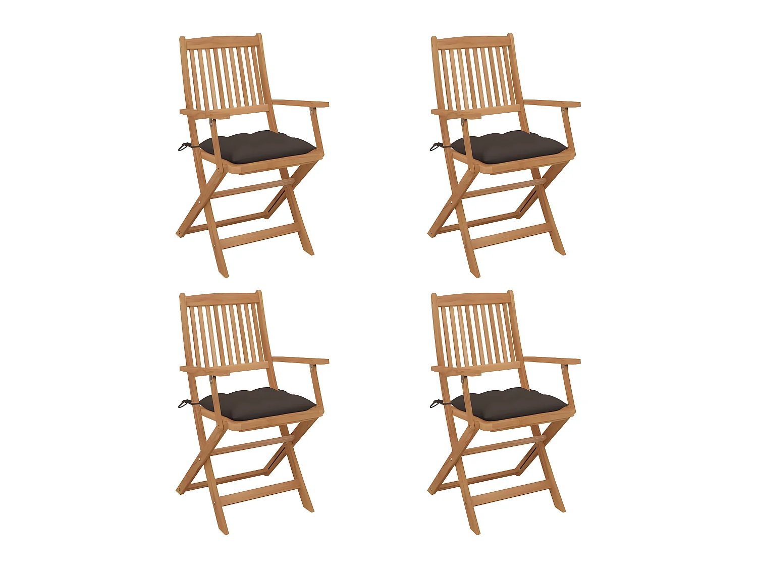 Chaises pliables de jardin 4 pcs avec coussins Bois d'acacia SEF70476