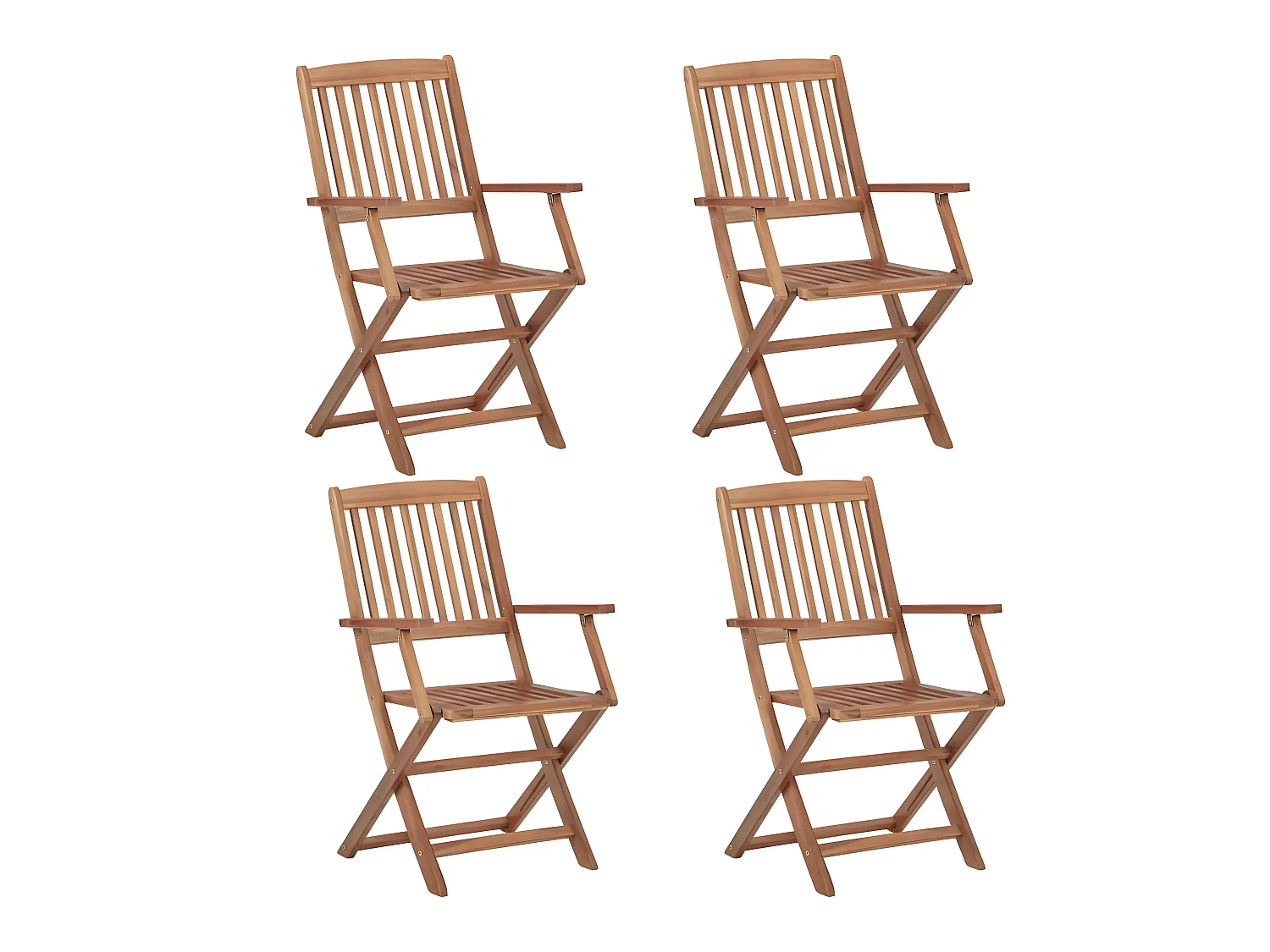 Tuinstoelen 4 st inklapbaar met kussens massief acaciahout NL58314