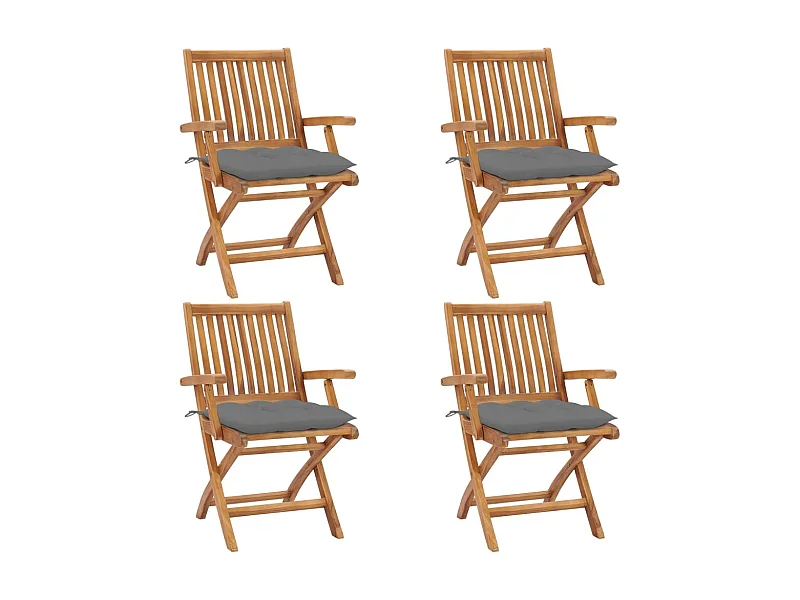 Chaises pliables de jardin avec coussins 4 pcs Teck solide SEF52264