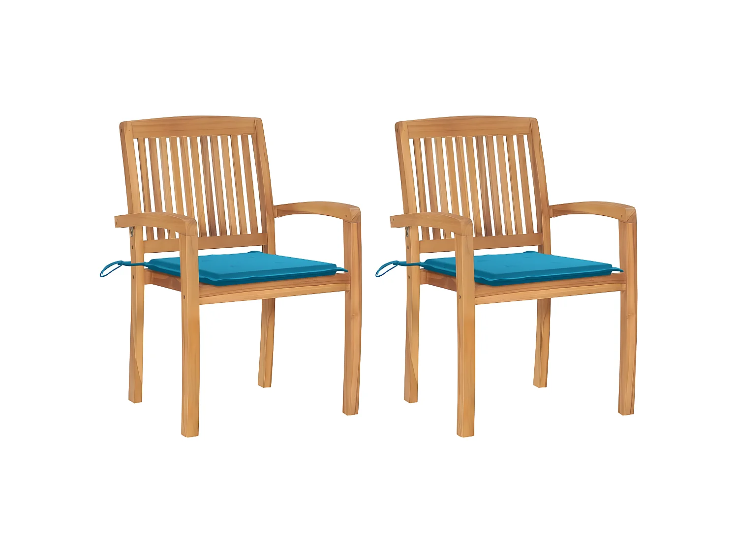 Chaises de jardin 2 pcs avec coussins bleu Bois de teck massif SEF23534