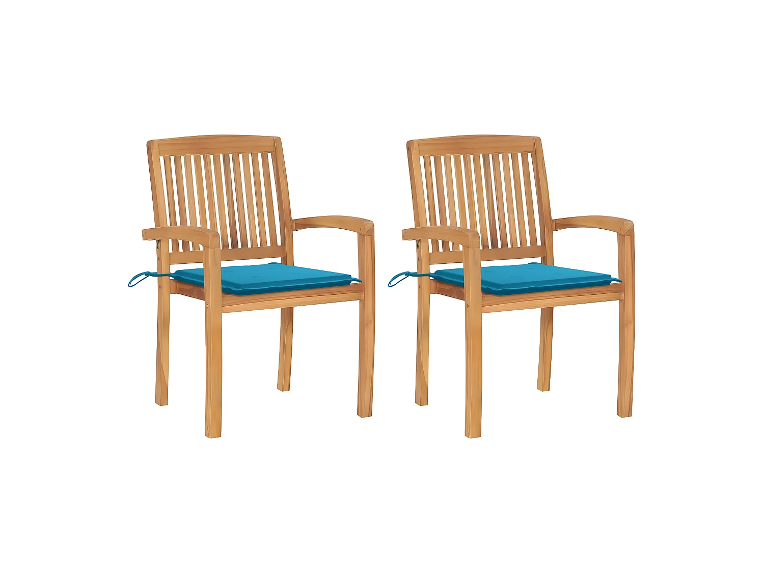 Chaises de jardin 2 pcs avec coussins bleu Bois de teck massif SEF23534