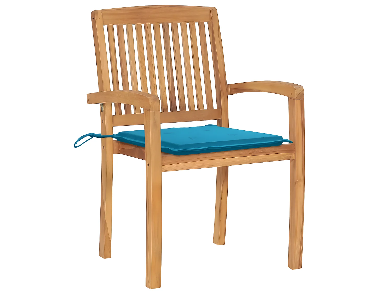 Tuinstoelen 2 st met blauwe kussens massief teakhout NL48330