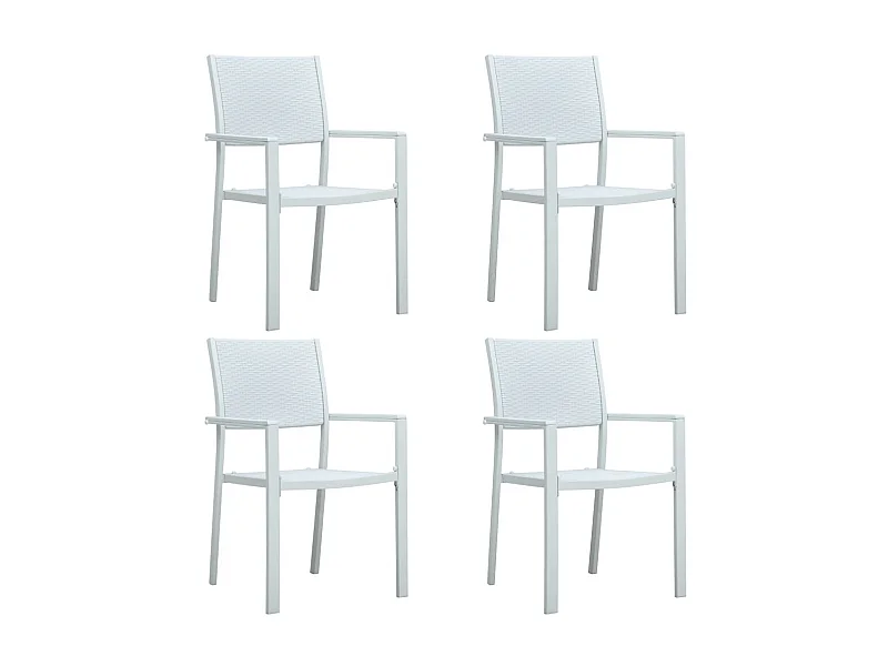 Chaises de jardin 4 pcs Blanc Plastique Aspect de rotin SEF80201
