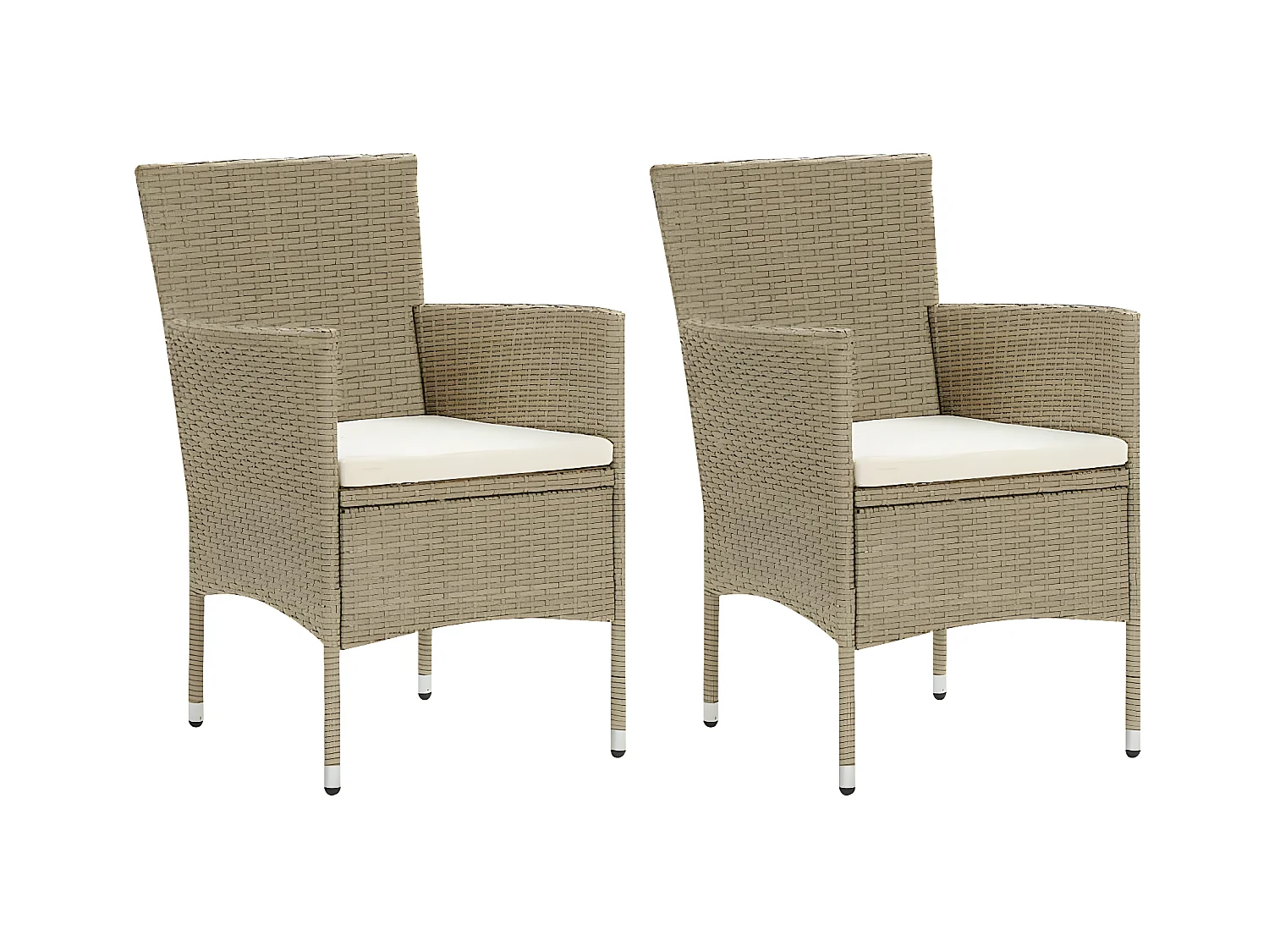 Chaises de salle à manger de jardin 2 pcs Résine tressée Beige SEF19632