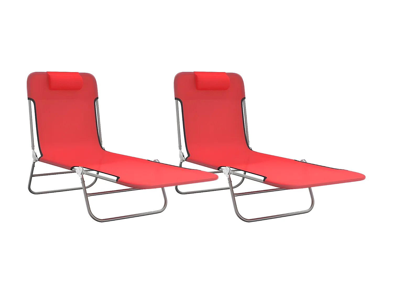 Ligbedden 2 st inklapbaar textileen en staal rood NL61415